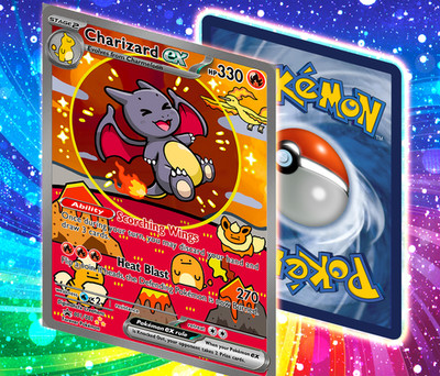 Bubble Charizard. Alternate Fan Art. Glossy Holographic