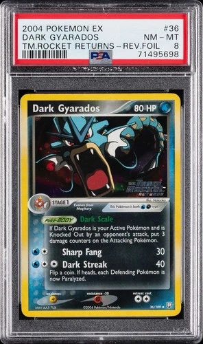 Pokémon EX Dark Gyarados 36/109 Team Rocket Returns Reverse Foil PSA 8 2004