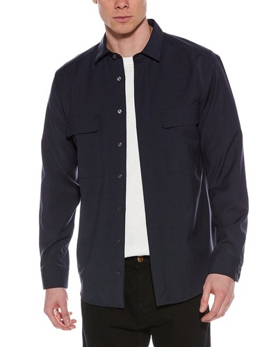 Eton Hybrid Wool Overshirt Men's Blue S