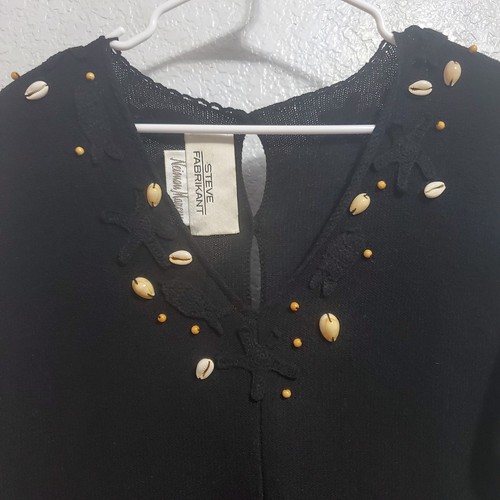 Steve Fabrikant Kleid Damen S schwarz Muschel verziert Wollmischung Strick Resort - Bild 4 von 16