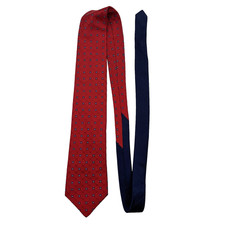 Vintage 90s Tommy Hilfiger 100% Silk Red/Blue Geometric Necktie 59" Made in USA