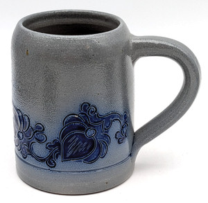 Cobalt Blue Salt Glazed Stoneware Beer Stein H. Krumeich France