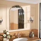 Antique Baroque Arched Wall Mirror with Vintage Brass Frame for Entryway Decor