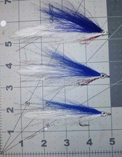 3 ogni 1/0 blu e bianco Leftys ingannatore acqua salata mosca luccio mosca mahi cobia