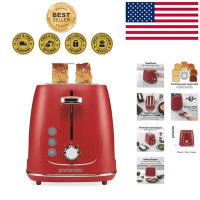 Compact Red 2 Slice Toaster - High Lift Feature & 7 Browning Options Included