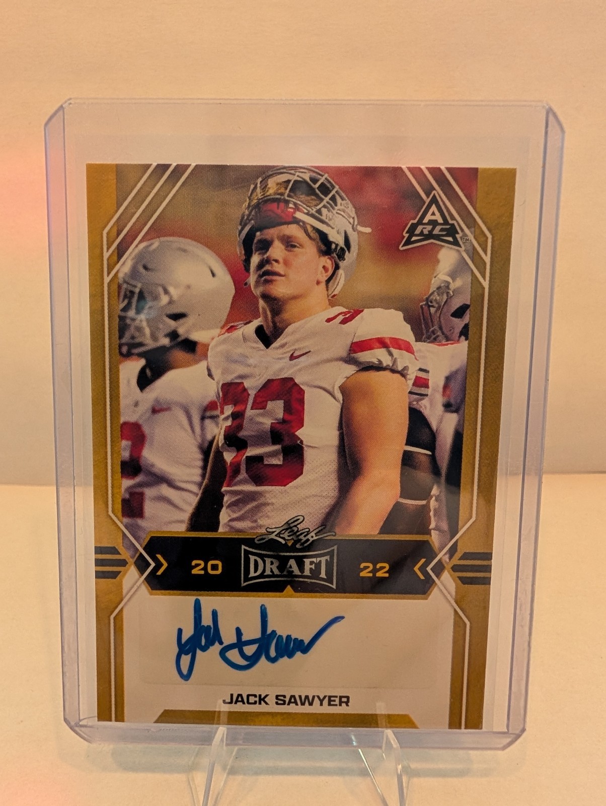 2022 Leaf Draft - Autographs Jack Sawyer #BA-JS2 Gold SP (AU, RC)