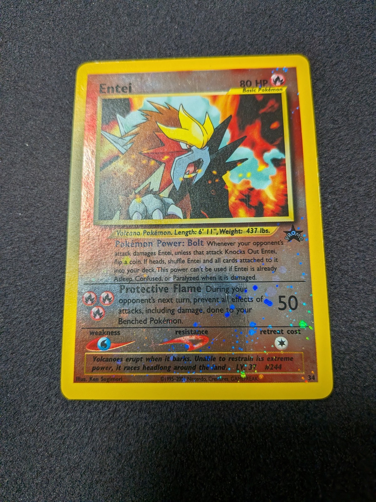 2001 Pokemon Black Star Promo ENTEI Holo 34 Card MP with Swirl