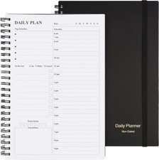 Daily Planner Undated, to Do List Notebook Hourly Schedules Spiral Appointment