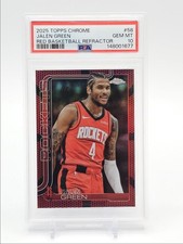 JALEN GREEN 2025-26 TOPPS CHROME RED BASKETBALL REFRACTOR SSP /5 PSA 10 Q0902