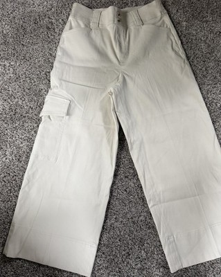Spanx Pants Womens Cargo Wide Leg Cropped Stretch Twill Utility Sz L