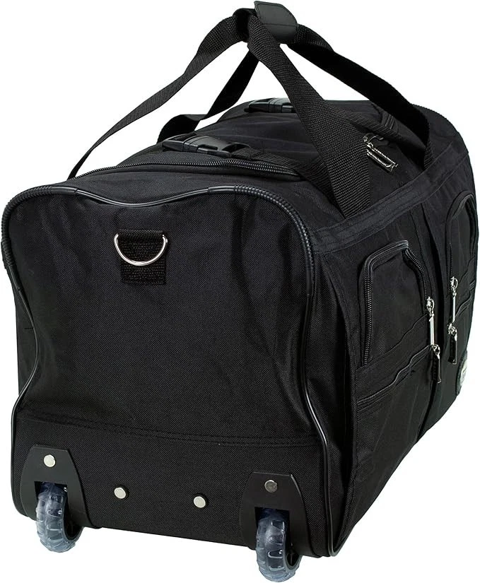 Bolso de Lona Rockland Rolling Negro Ruedas de 40 Pulgadas Cremallera Bolsillos Grandes Foto 4 de 4