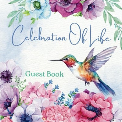 Floral Hummingbird Funeral Guest Book At Memorial Services- Celebration Of Life: