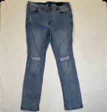The Perfect Jean NYC Athletic Fit Distressed Stretch Light Wash Blue Mens 42x36