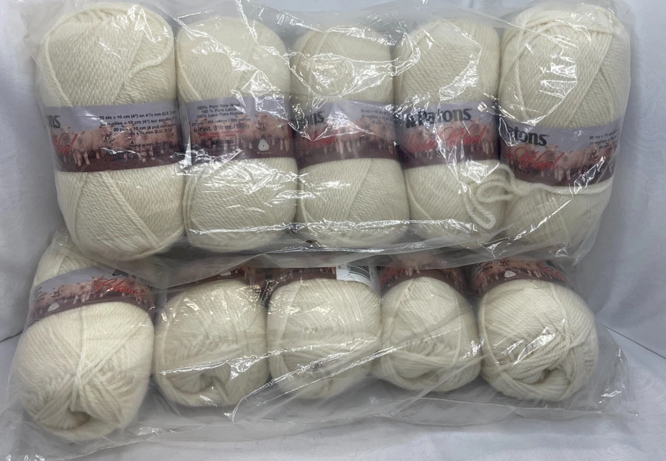 NOS Patons Classic Wool Merino Yarn x10 Knäuel 202 Aran