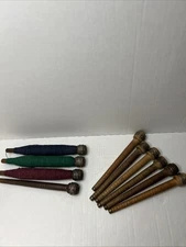 Wood Bobbins Quills Vintage Factory Reclaimed, 8 3/4 and 7 3/8", lot of 10