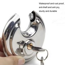 Disc Locks, Heavy Duty Steel Keyed Padlock Disc Storage Locks, Stainless Stee...