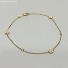 18KT Yellow Gold Multi-Diamond Gemstone 5 Station Clover Chain Bracelet - Tested