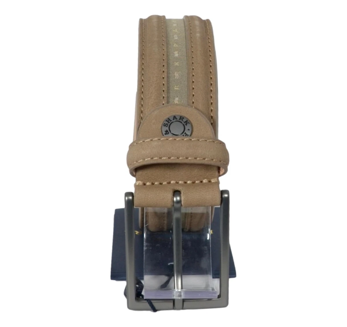 Ceinture En Cuir Beige Industrie Du Cuir - Taille 90 Cm - Motif Empreintes Animales - Occasion
