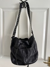 Women’s soft real leather black bucket shoulder crossbody bag