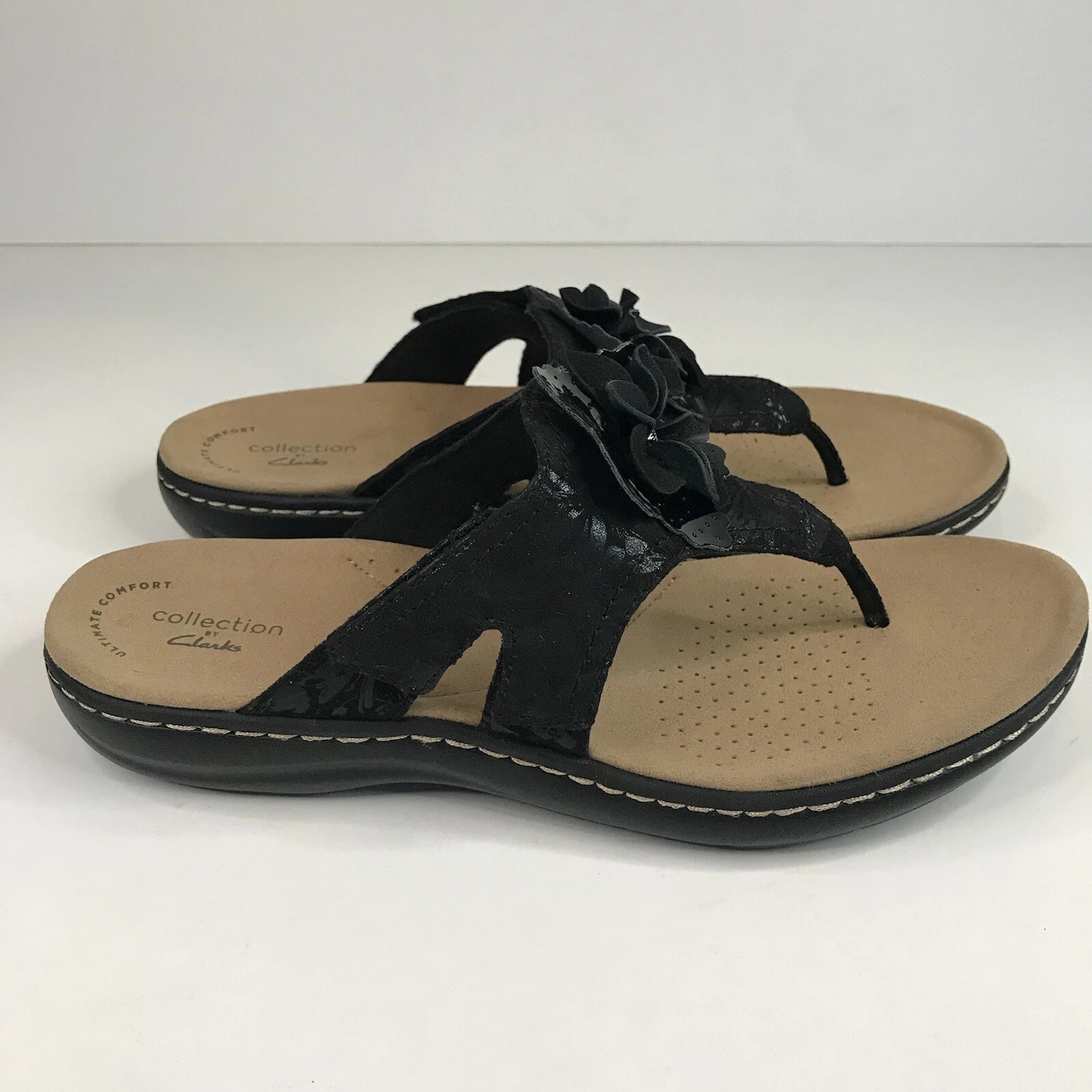 Sandali Clarks donna taglia 9 Laurieann Gema neri floreali cinturino perizoma gotico