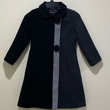Vintage Rothschild Coat Girls Size 6 Black Gray Hidden Button Rosettes Snaps