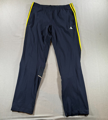Adidas Sweatpants Mens Medium Blue Striped Tapered Lightweight Y2K Ankle Zip
