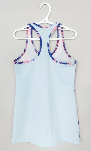 Ivivva Lululemon Keep Up Cool Racerback Tank Girls 12 Blue Abstract Print Logo - Picture 3 of 7