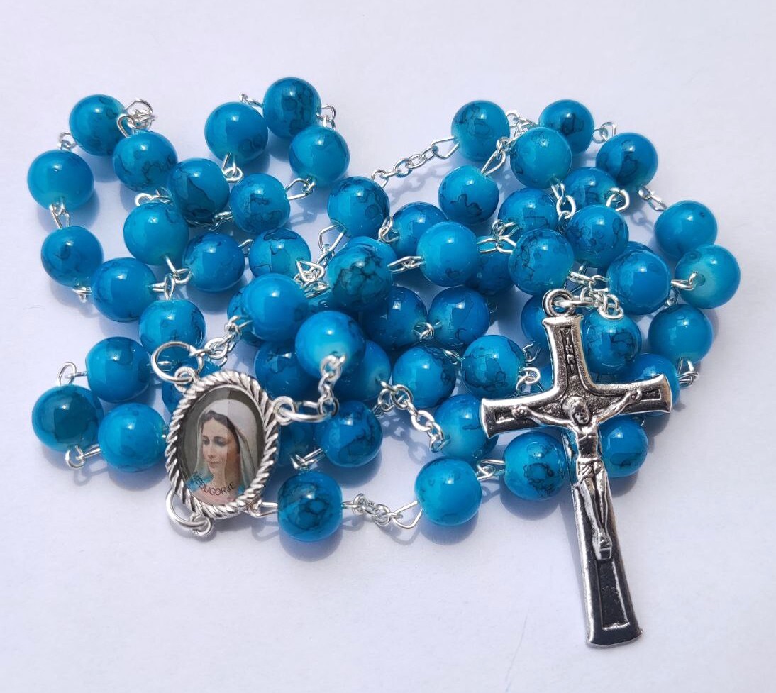 Rosary Gift Catholic Rosaries Blue From Medjugorje inc Gift Bag