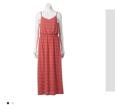 Sonoma Life Style Women's XL Maxi T-Shirt Dress Sleeveless Coral Striped  Summer | eBay