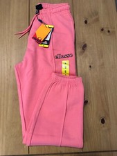 Image of Ellesse Ladies Embroidered Logo Joggers In BEIGE/BINK/BLACK ALL SIZES