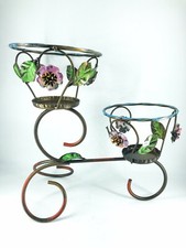 Angelots Cachepot un Porte Plante 2 Places Fer Forgé Avec Fleurs Et Feuilles
