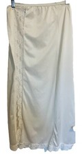 VTG Slitted Half Slip White Lace-Trimmed 34  Long Size M USA