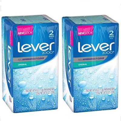 NEW! ORIGINAL LEVER 2000 (4-Bars) 4 Oz. (113g) Refreshingly Clean Feeling Skin!