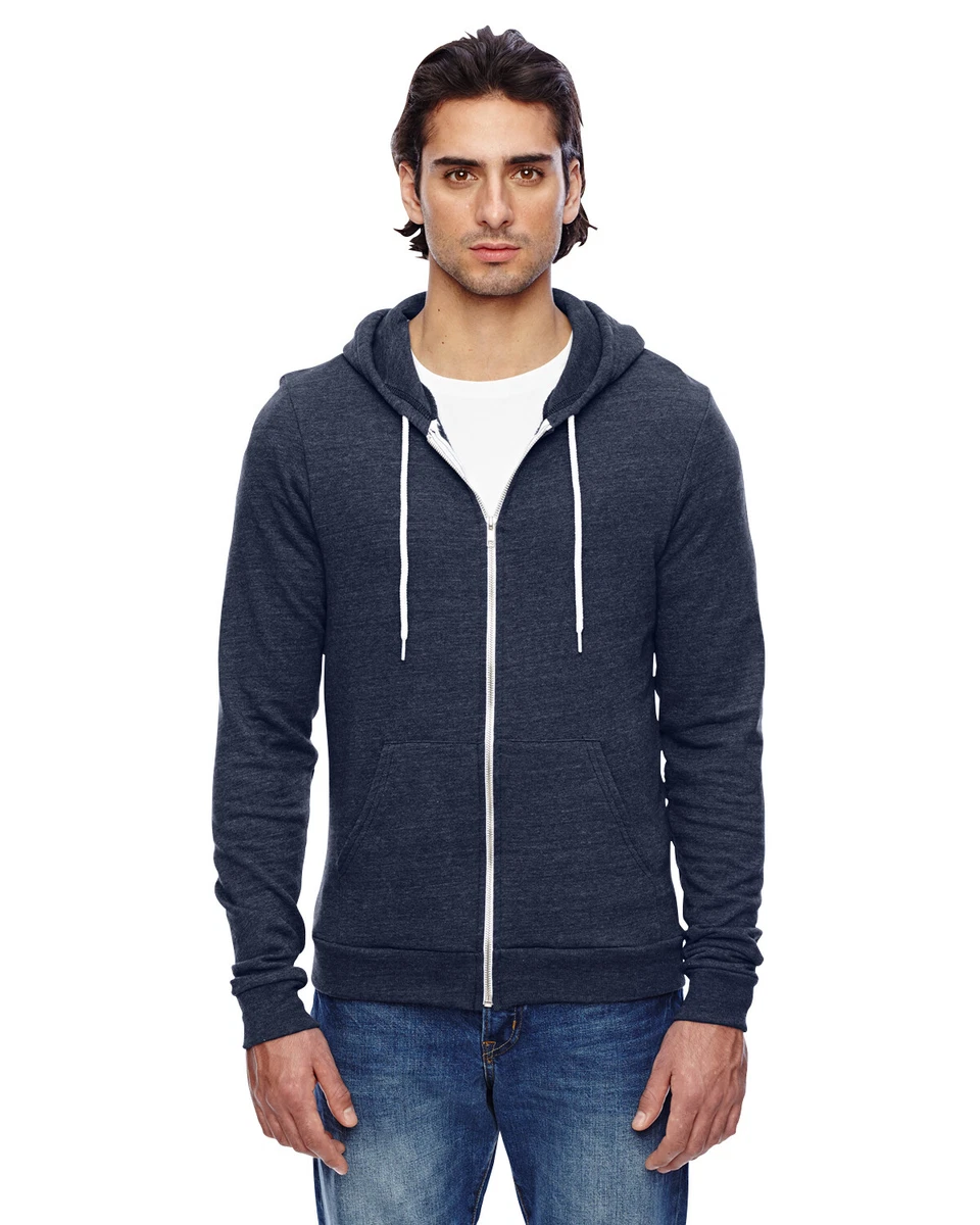 American Apparel Mens Unisex Tri-blend Terry Full Zip Hoodie TRT497W | eBay