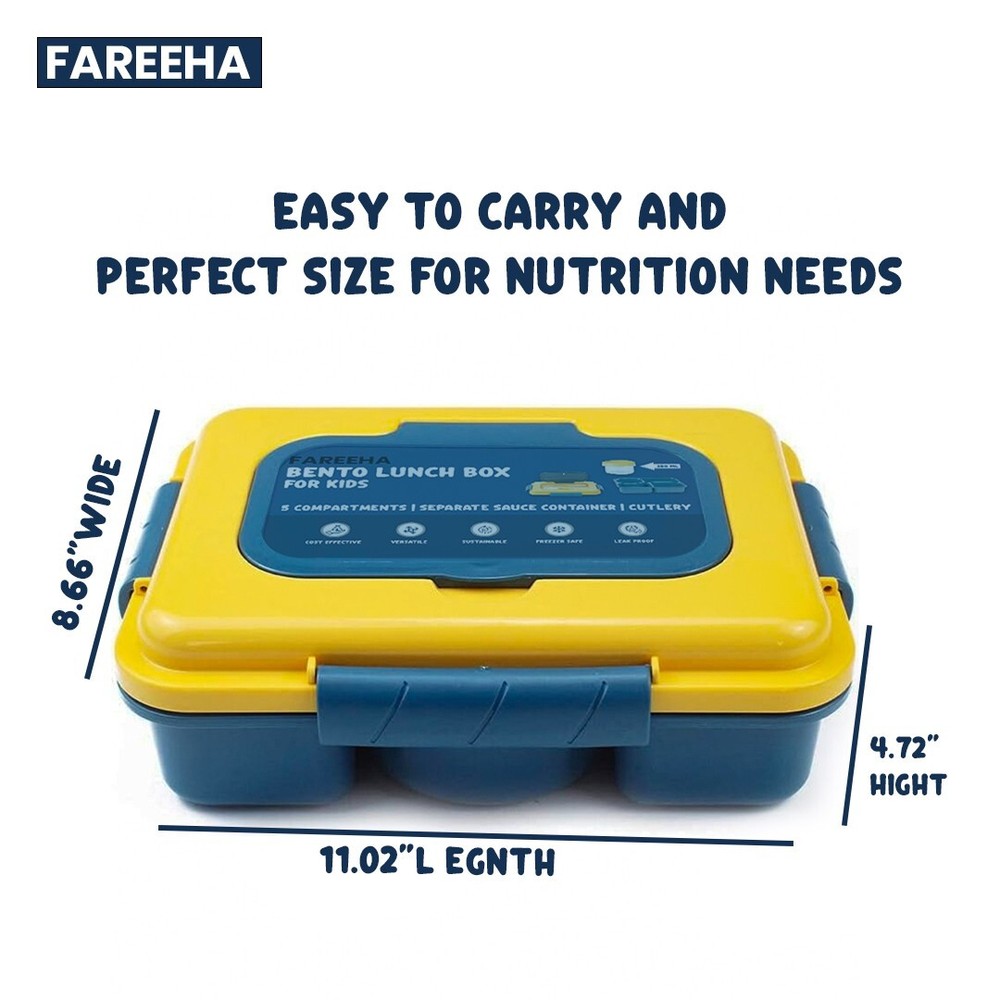 FAREEHA Leak-Proof Bento Box with Spoon Fork and Phone Holder for Lunch