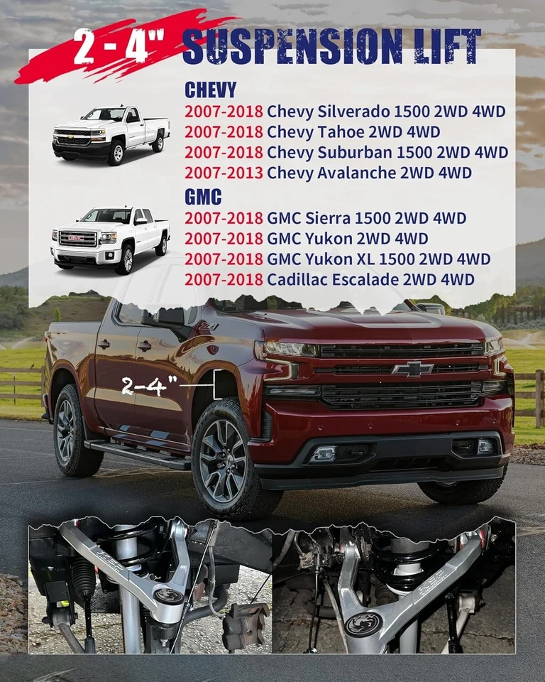 KSP 2-4" Front Lift Upper Control Arms For 2007-2018 Silverado Sierra 1500 Tahoe - Image 2 of 4