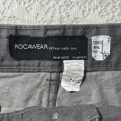 Rocawear Jeans Men's W40 Charcoal Denim Faded Classic Fit Embroidered Pockets - Picture 7 of 12