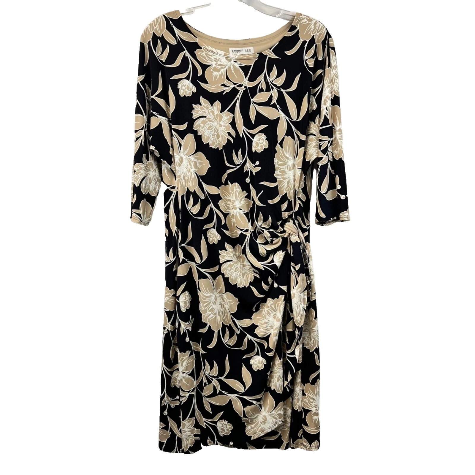 3/4 Sleeve Floral Regular Size Wrap Dresses