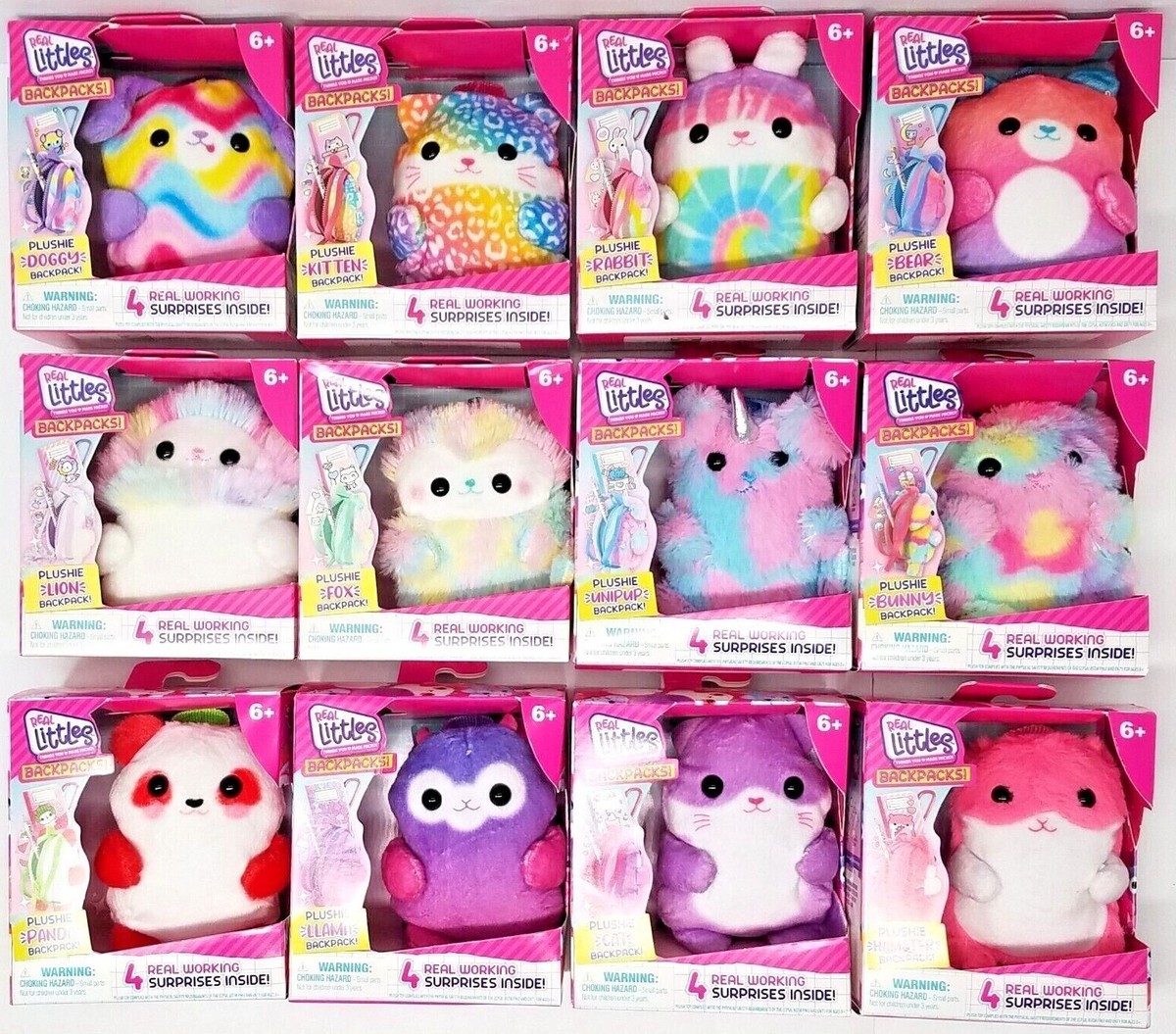 Real Littles Plush Backpack Animal YOU CHOOSE Fox Bear Cat Dog