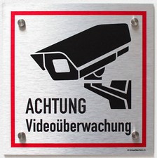 Schild Videoüberwacht 30x20 cm Videoüberwachung Warnschild silber Aluverbund