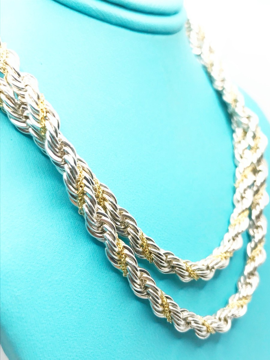 Tiffany & Co. 18KYG & SS Twist Rope Chain Necklace 18