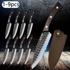 12-Piece Stainless Steel Knife Set W/Sheath for Kitchen Camping Outdoor
