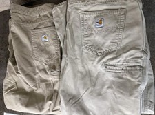 Carhartt FRB159 GKH Flame Resistant Tan Canvas Work Pants 34x30 Lot Of 2 Pants