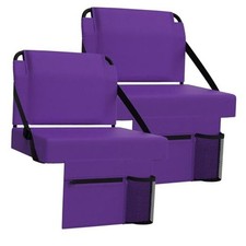 2pcs Stadium Seat for Bleachers with Back Support Portable Purple,2 Pack