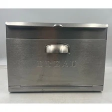 Modern Brushed Stainless Steel Bread Box Storage Container Roll Top Lid