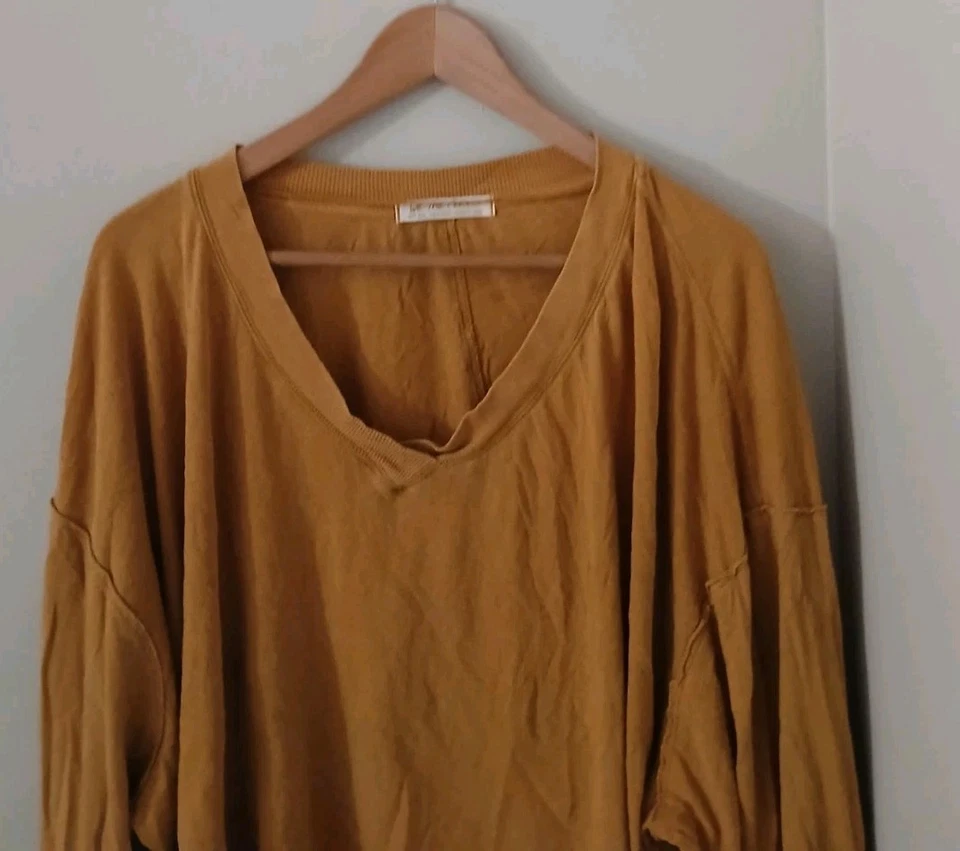 Sudadera We the Free People Venice Cuello en V Talla XS Amarilla De Gran Tamaño Boho Foto 2 de 4