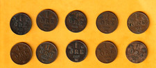 Sweden  1 ore  coins (10 different) 1879-1905 KM528 (S6-011-10)  COMBINE ORDERS