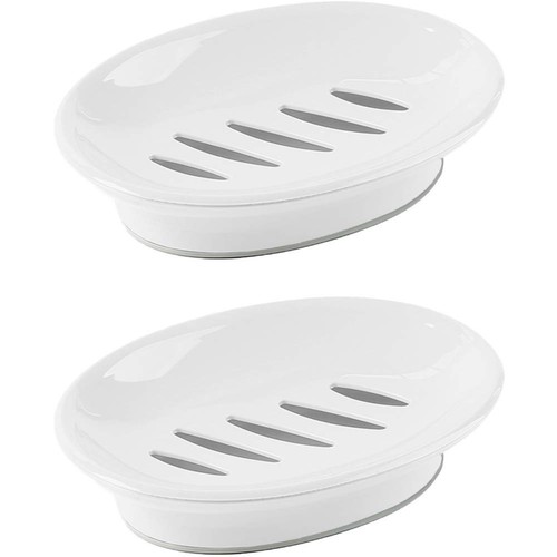 2-Pack Soap Dish with Drain Soap Holder Easy Cleaning Soap Saver Dry Stop Mus...