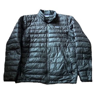 Patagonia Jacket Mens Large Black Goose Down Sweater Puffer Full Zip Quilted
