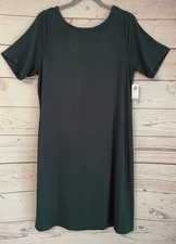 NEW Old Navy Scoop Back Dress sz XL Dark Green Ribbed Knit Short Sleeve